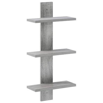 vidaXL Wall Shelf Grey Sonoma 30 x 13.5 x 64.5 cm Engineered Wood