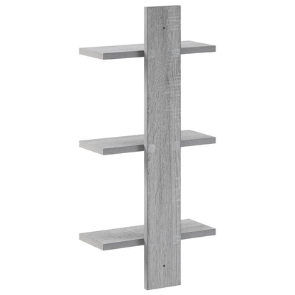 vidaXL Wall Shelf Grey Sonoma 30 x 13.5 x 64.5 cm Engineered Wood