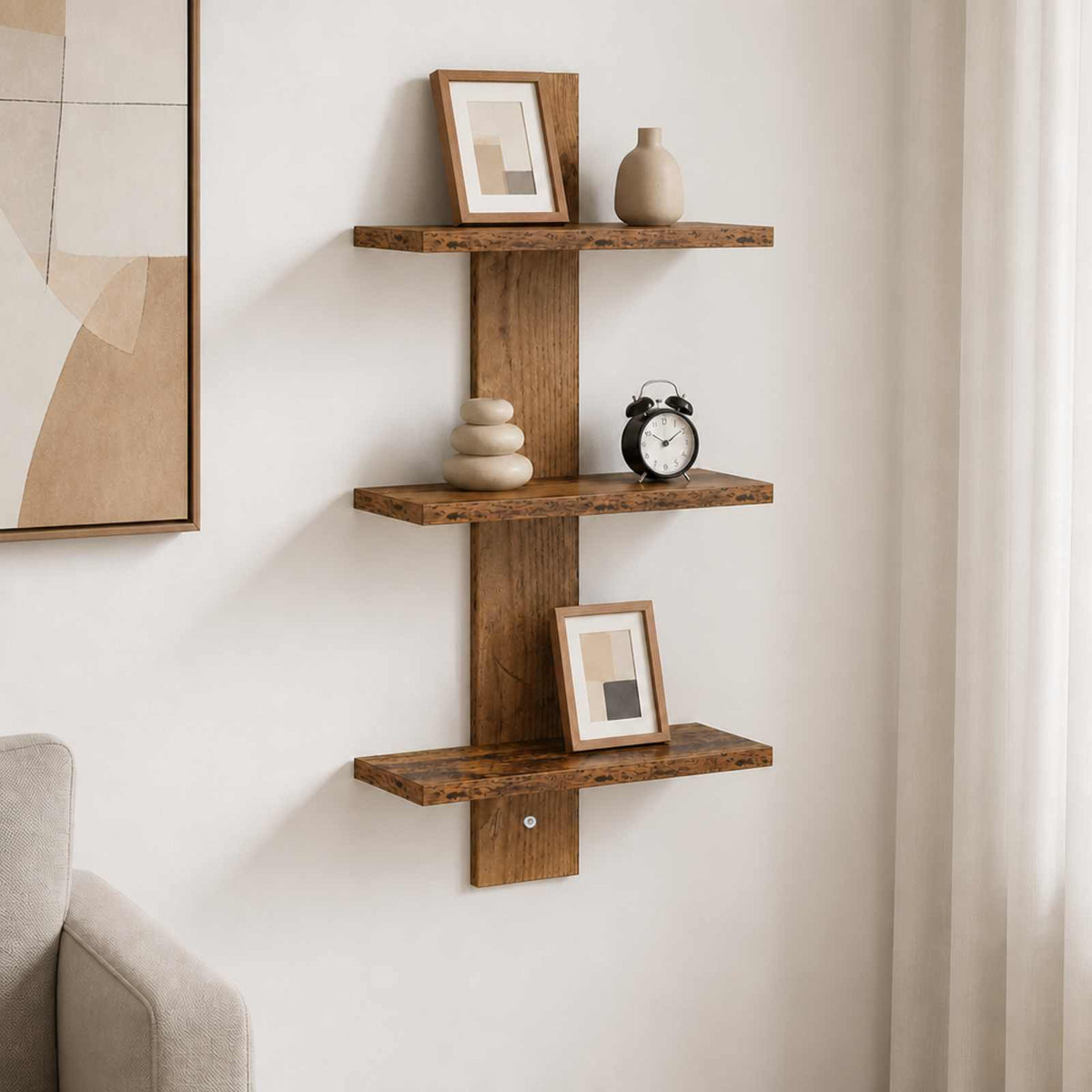 vidaXL Wall Shelf Old Wood 30 x 13.5 x 64.5 cm Engineered Wood