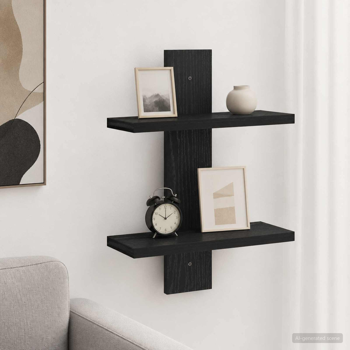 vidaXL Wall Shelf Black Oak 30 x 13.5 x 43 cm Engineered Wood