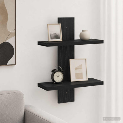 vidaXL Wall Shelf Black Oak 30 x 13.5 x 43 cm Engineered Wood