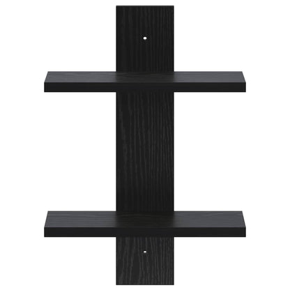 vidaXL Wall Shelf Black Oak 30 x 13.5 x 43 cm Engineered Wood