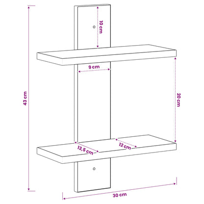 vidaXL Wall Shelf Sonoma Oak 30 x 13.5 x 43 cm Engineered Wood