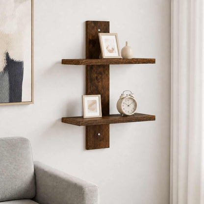 vidaXL Wall Shelf Smoked Oak 30 x 13.5 x 43 cm Engineered Wood