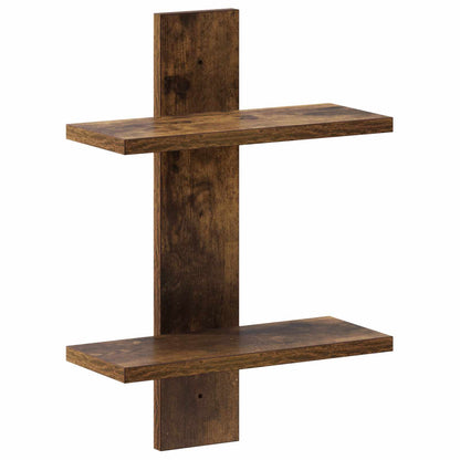 vidaXL Wall Shelf Smoked Oak 30 x 13.5 x 43 cm Engineered Wood