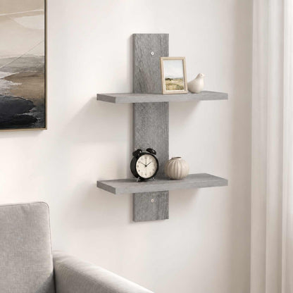 vidaXL Wall Shelf Grey Sonoma 30 x 13.5 x 43 cm Engineered Wood