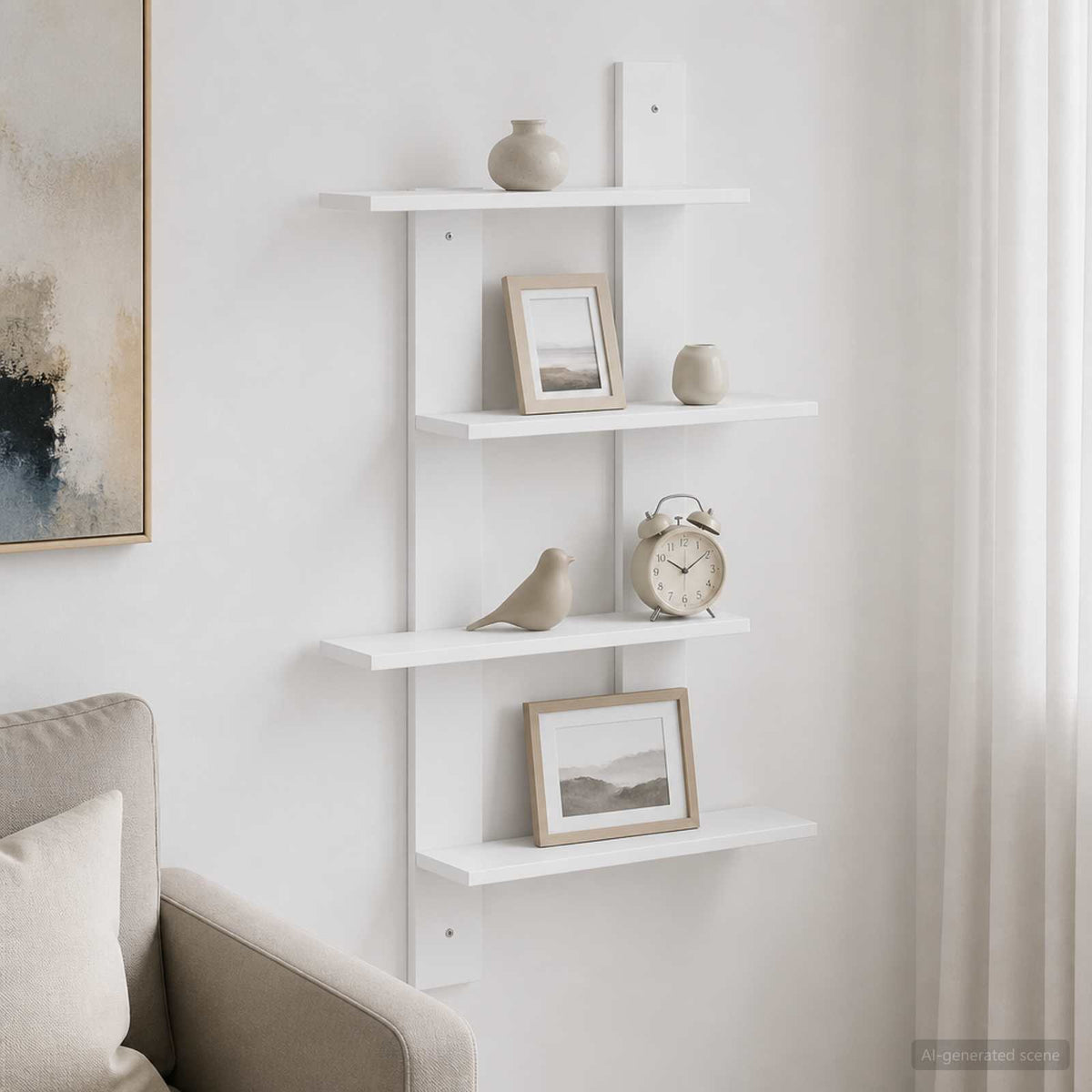 vidaXL Wall Shelf White 61 x 13.5 x 105 cm Engineered Wood