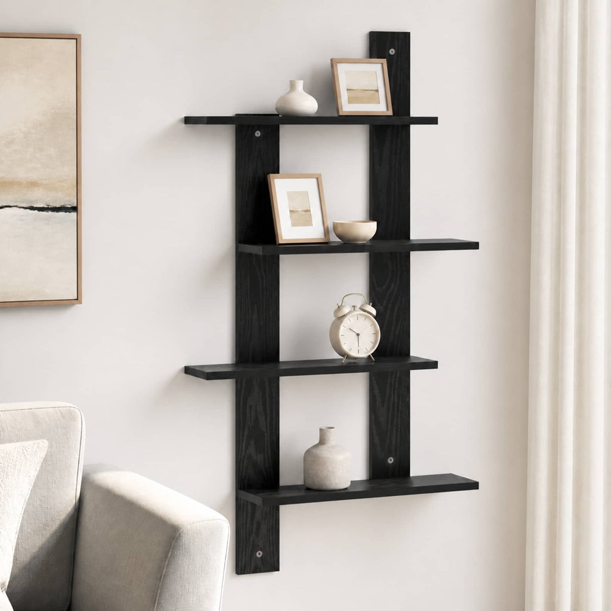 vidaXL Wall Shelf Black Oak 61 x 13.5 x 105 cm Engineered Wood