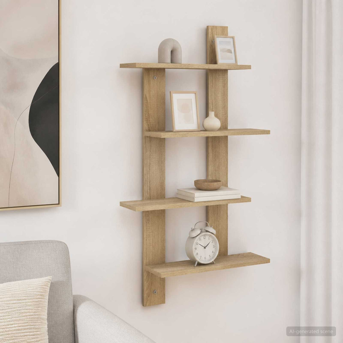 vidaXL Wall Shelf Sonoma Oak 61 x 13.5 x 105 cm Engineered Wood
