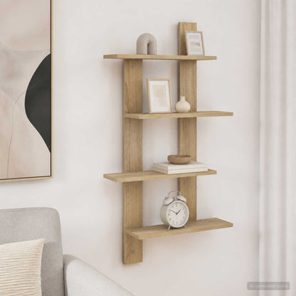 vidaXL Wall Shelf Sonoma Oak 61 x 13.5 x 105 cm Engineered Wood