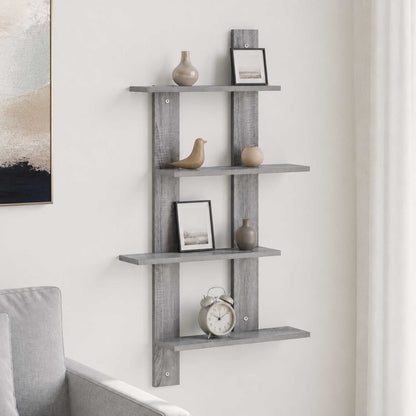 vidaXL Wall Shelf Grey Sonoma 61 x 13.5 x 105 cm Engineered Wood