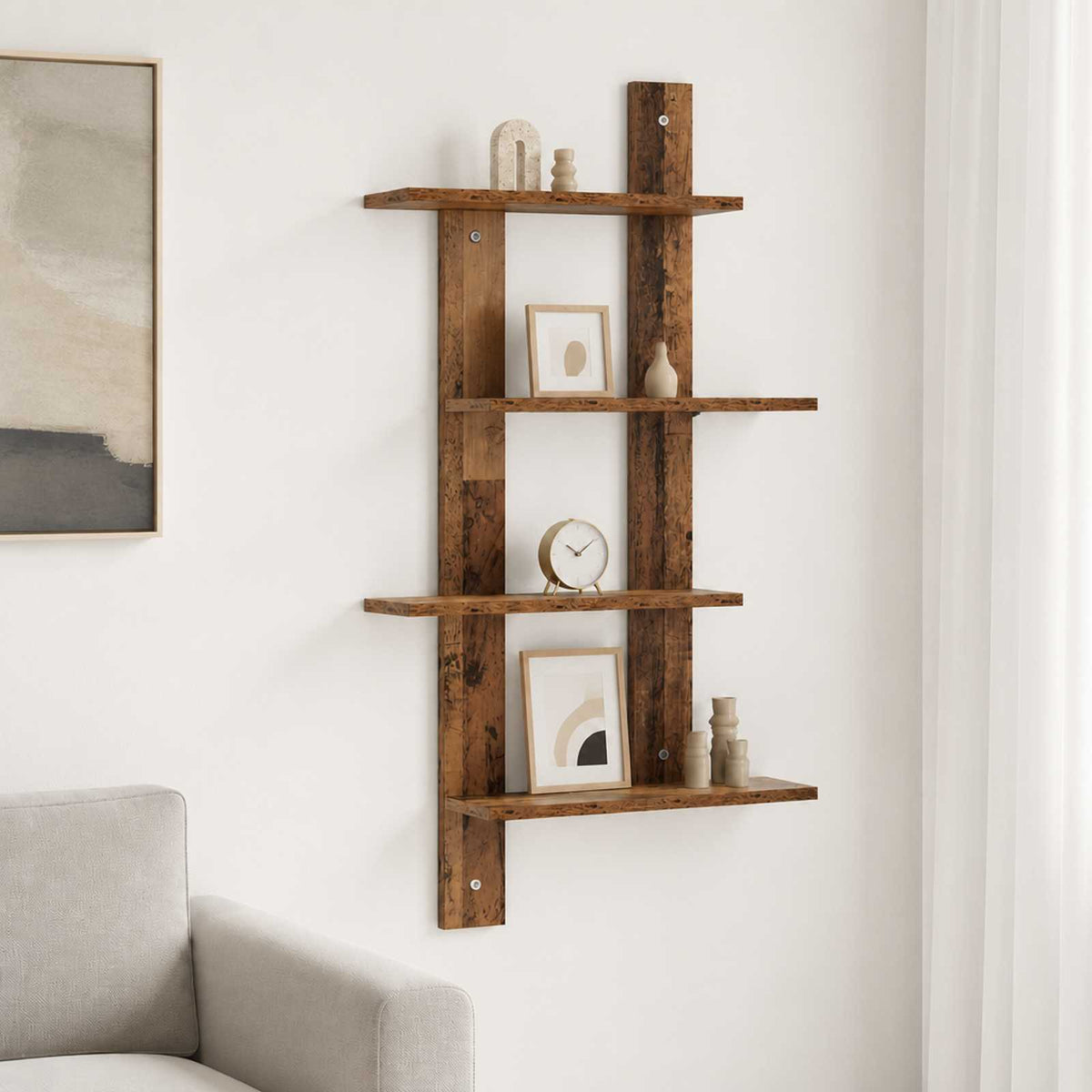 vidaXL Wall Shelf Old Wood 61 x 13.5 x 105 cm Engineered Wood