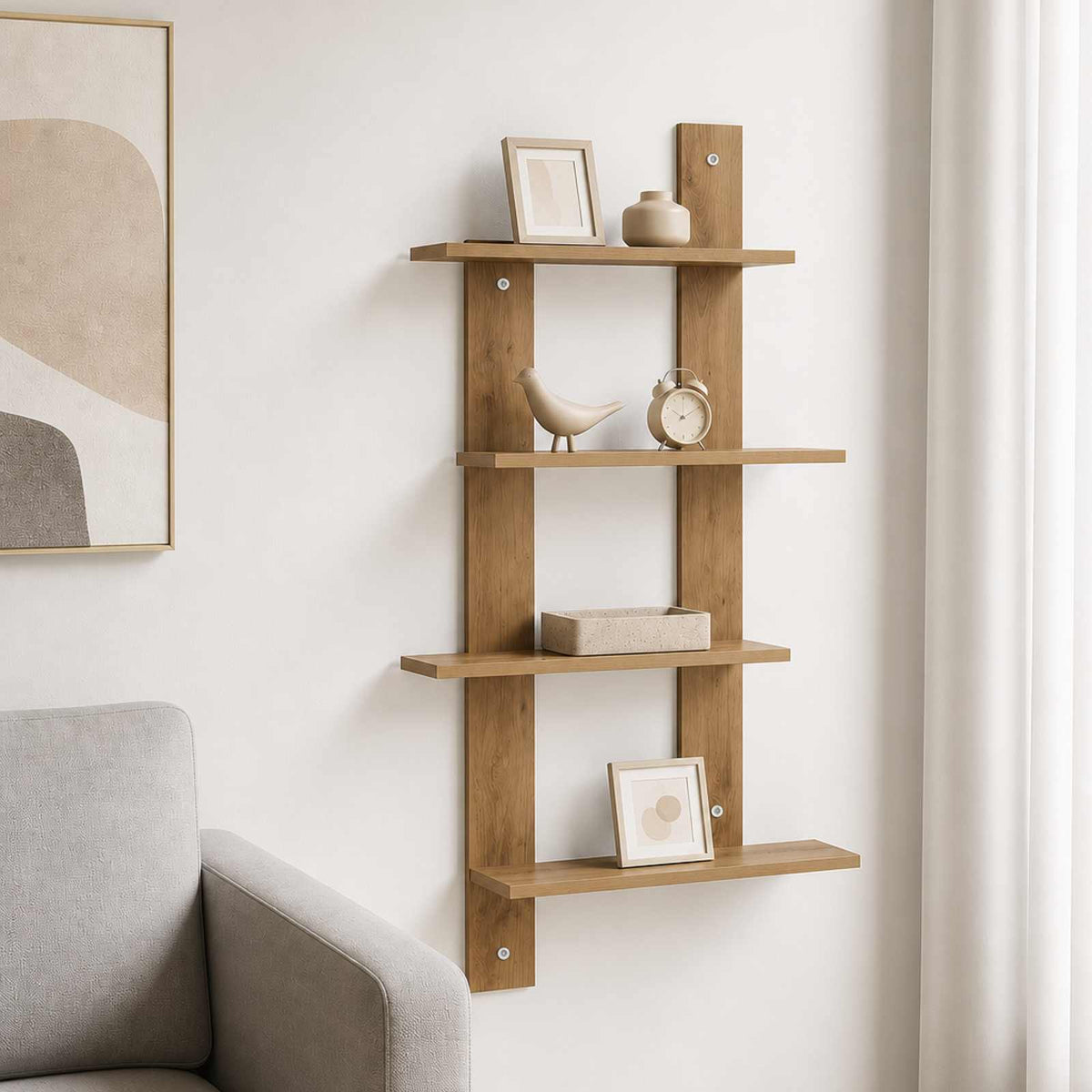 vidaXL Wall Shelf Artisan Oak 61 x 13.5 x 105 cm Engineered Wood