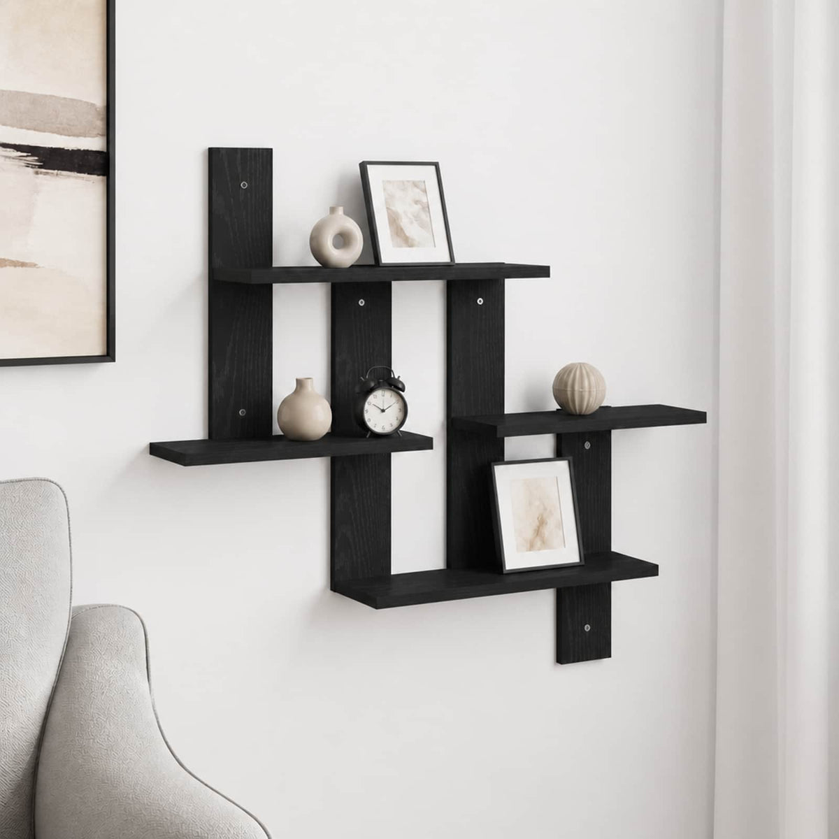 vidaXL Wall Shelf Black Oak 85 x 13.5 x 73.5 cm Engineered Wood