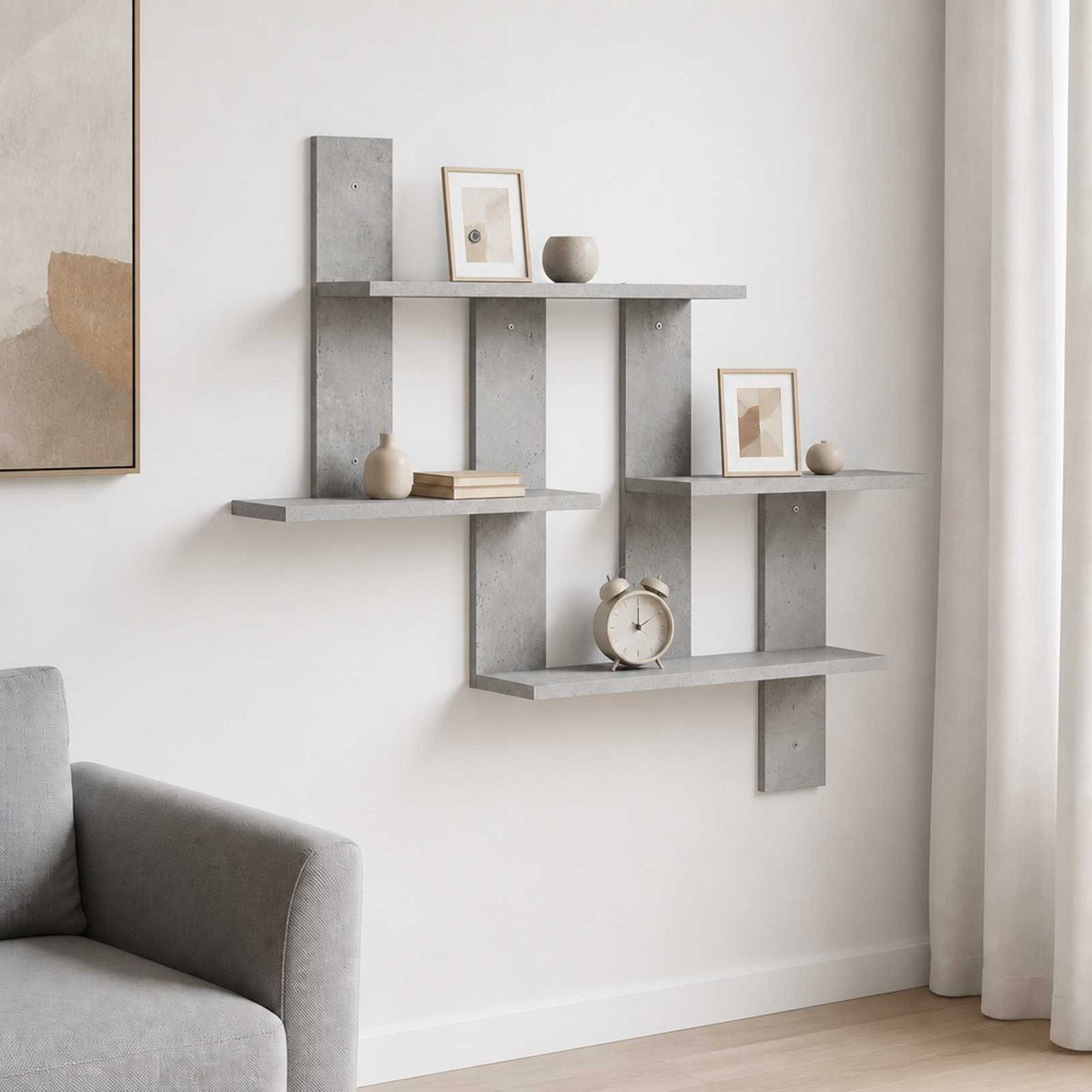 vidaXL Wall Shelf Concrete Grey 85 x 13.5 x 73.5 cm Engineered Wood