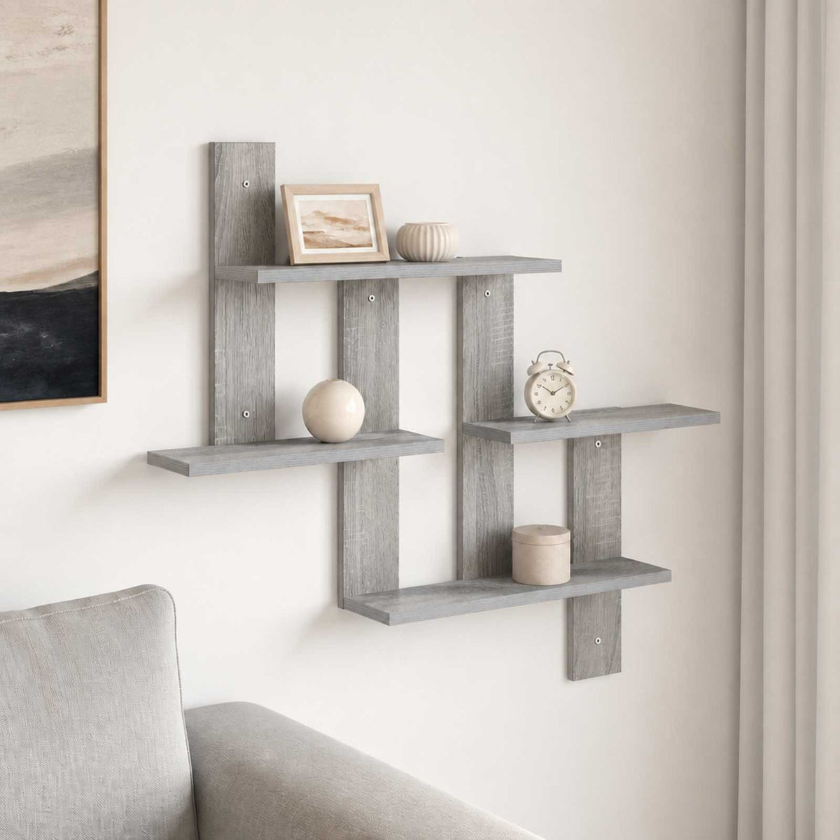 vidaXL Wall Shelf Grey Sonoma 85 x 13.5 x 73.5 cm Engineered Wood