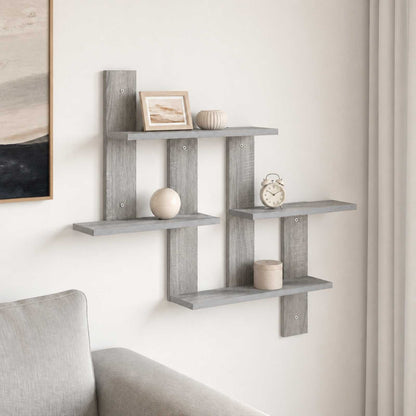vidaXL Wall Shelf Grey Sonoma 85 x 13.5 x 73.5 cm Engineered Wood