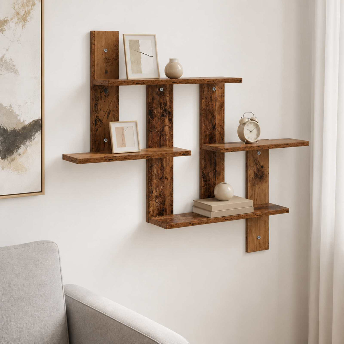 vidaXL Wall Shelf Old Wood 85 x 13.5 x 73.5 cm Engineered Wood