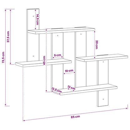 vidaXL Wall Shelf Artisan Oak 85 x 13.5 x 73.5 cm Engineered Wood