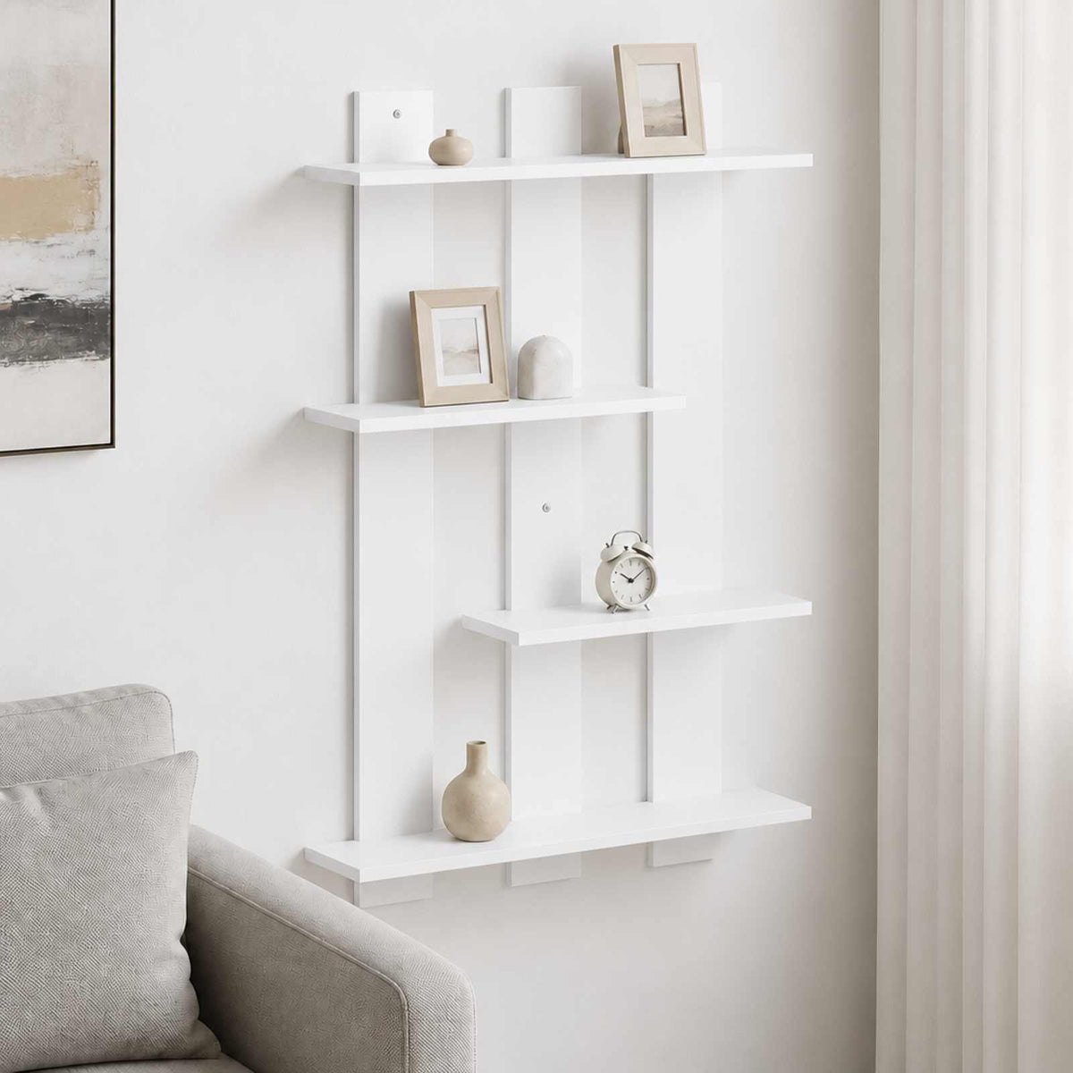 vidaXL Wall Shelf White 61 x 13.5 x 88 cm Engineered Wood