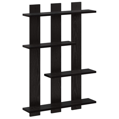 vidaXL Wall Shelf Black Oak 61 x 13.5 x 88 cm Engineered Wood