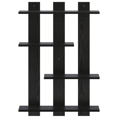 vidaXL Wall Shelf Black Oak 61 x 13.5 x 88 cm Engineered Wood