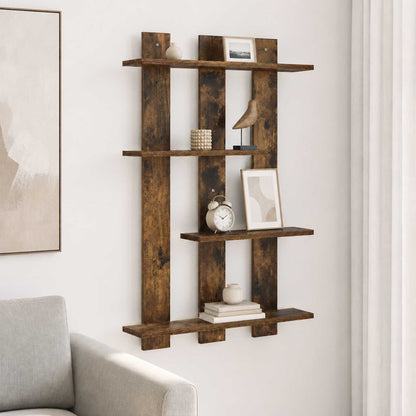 vidaXL Wall Shelf Smoked Oak 61 x 13.5 x 88 cm Engineered Wood