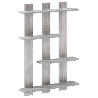 vidaXL Wall Shelf Grey Sonoma 61 x 13.5 x 88 cm Engineered Wood