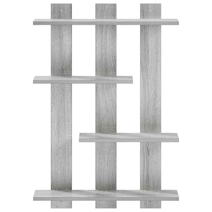 vidaXL Wall Shelf Grey Sonoma 61 x 13.5 x 88 cm Engineered Wood