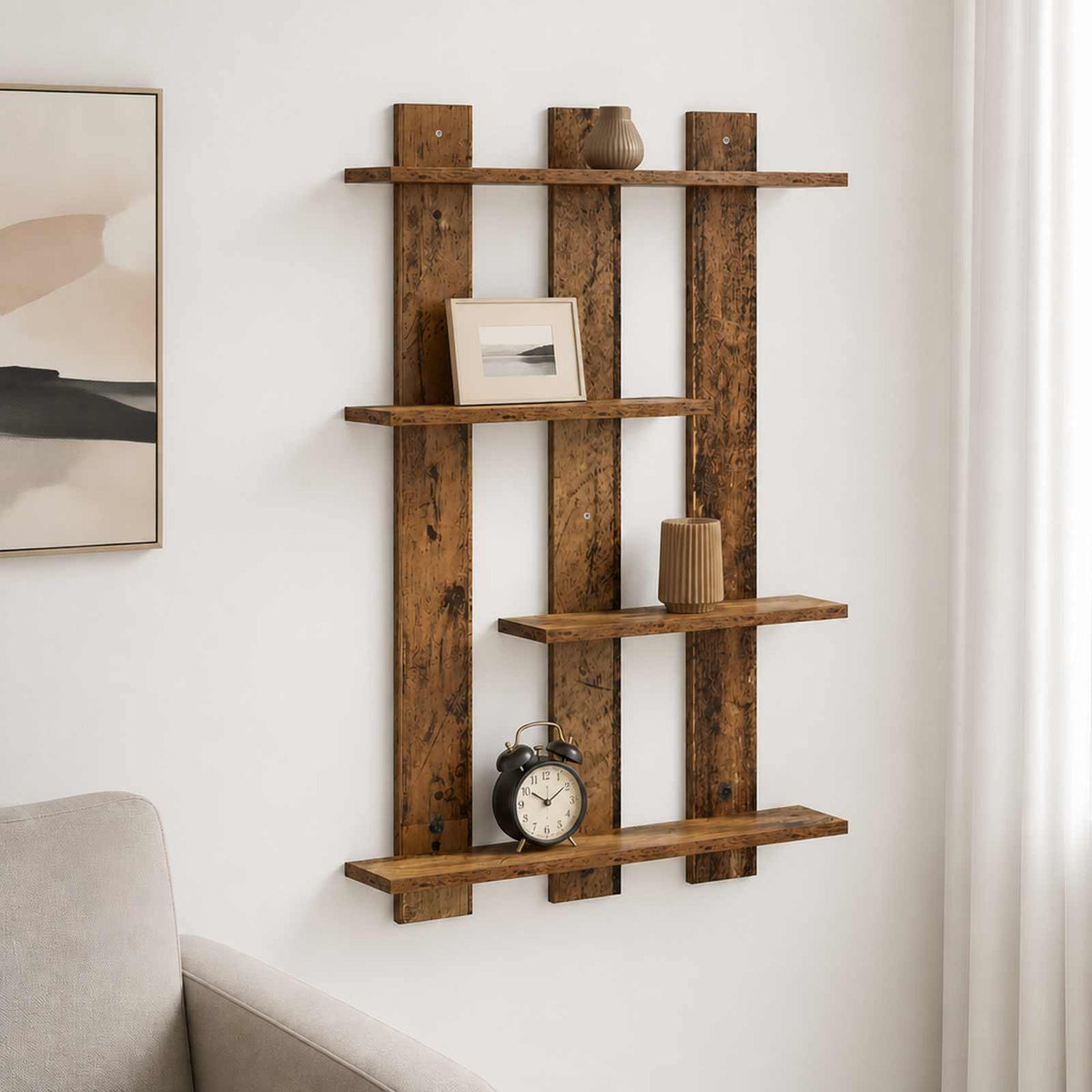 vidaXL Wall Shelf Old Wood 61 x 13.5 x 88 cm Engineered Wood