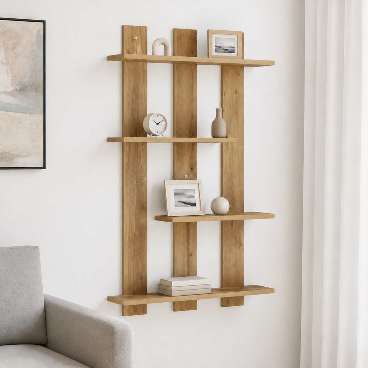 vidaXL Wall Shelf Artisan Oak 61 x 13.5 x 88 cm Engineered Wood