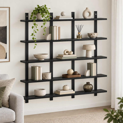 vidaXL Wall Shelf Black Oak 102 x 13.5 x 102 cm Engineered Wood