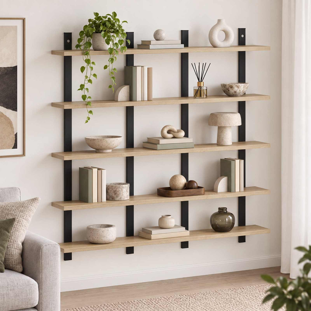 vidaXL Wall Shelf Sonoma Oak 102 x 13.5 x 102 cm Engineered Wood