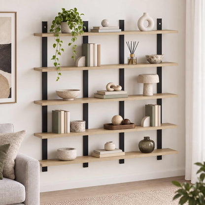 vidaXL Wall Shelf Sonoma Oak 102 x 13.5 x 102 cm Engineered Wood