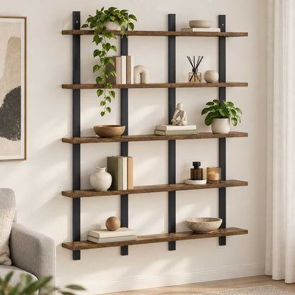 vidaXL Wall Shelf Smoked Oak 102 x 13.5 x 102 cm Engineered Wood