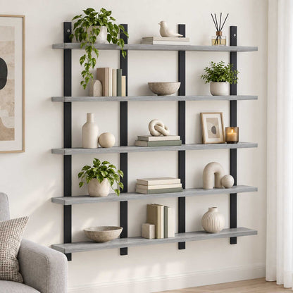 vidaXL Wall Shelf Grey Sonoma 102 x 13.5 x 102 cm Engineered Wood