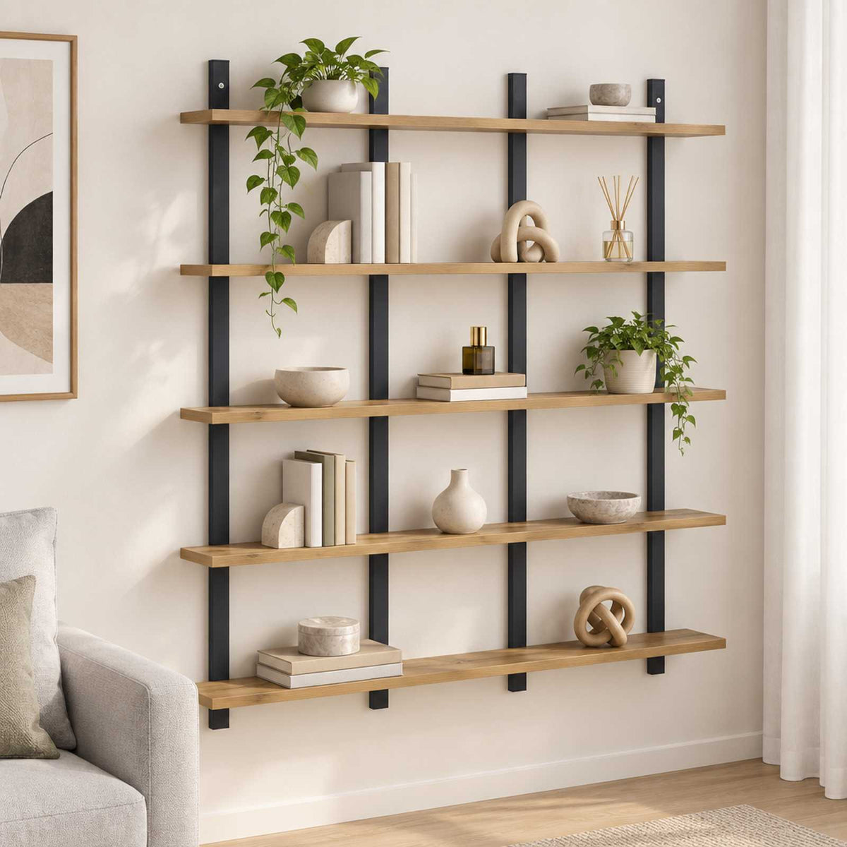 vidaXL Wall Shelf Artisan Oak 102 x 13.5 x 102 cm Engineered Wood