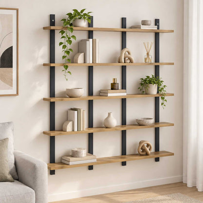 vidaXL Wall Shelf Artisan Oak 102 x 13.5 x 102 cm Engineered Wood
