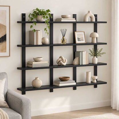 vidaXL Wall Shelf Black Oak 102 x 13.5 x 80 cm Engineered Wood