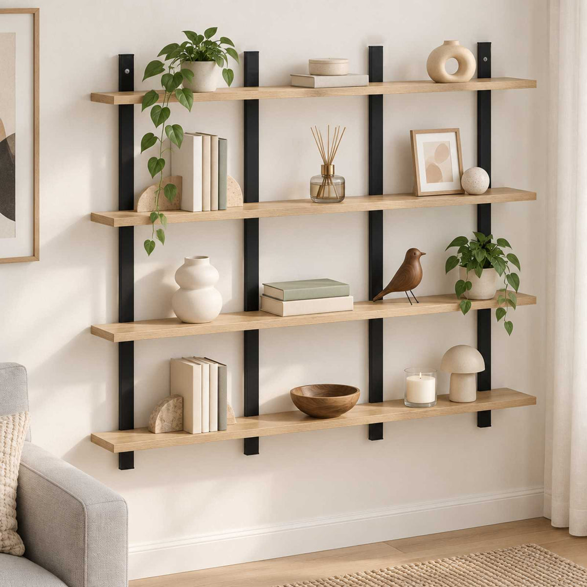 vidaXL Wall Shelf Sonoma Oak 102 x 13.5 x 80 cm Engineered Wood