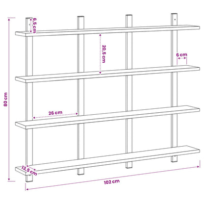 vidaXL Wall Shelf Smoked Oak 102 x 13.5 x 80 cm Engineered Wood