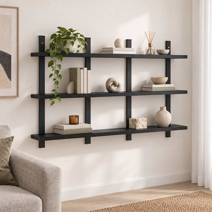 vidaXL Wall Shelf Black Oak 102 x 13.5 x 58 cm Engineered Wood