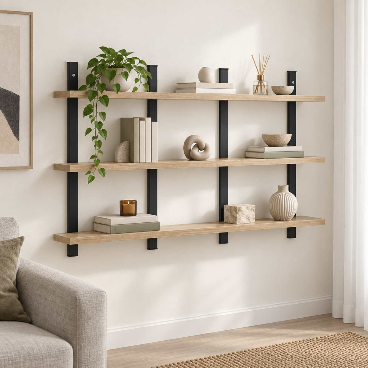 vidaXL Wall Shelf Sonoma Oak 102 x 13.5 x 58 cm Engineered Wood