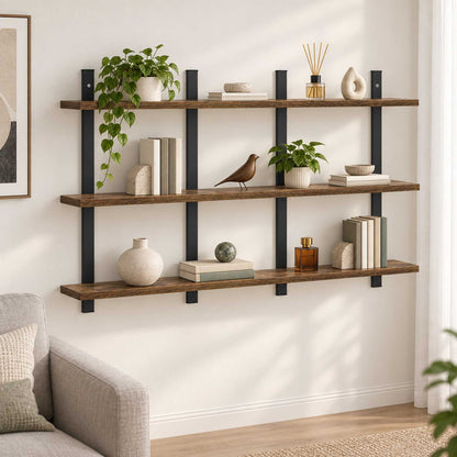 vidaXL Wall Shelf Smoked Oak 102 x 13.5 x 58 cm Engineered Wood
