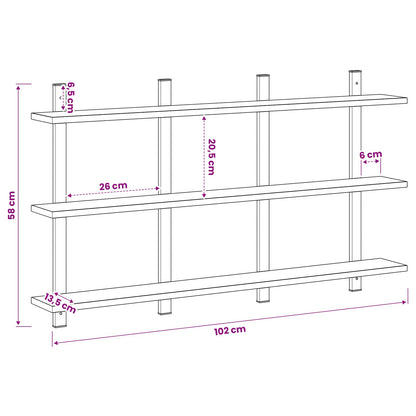 vidaXL Wall Shelf Smoked Oak 102 x 13.5 x 58 cm Engineered Wood
