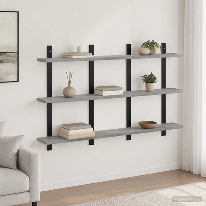 vidaXL Wall Shelf Grey Sonoma 102 x 13.5 x 58 cm Engineered Wood