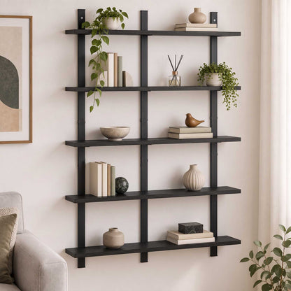 vidaXL Wall Shelf Black Oak 79.5 x 13.5 x 102 cm Engineered Wood