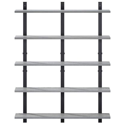 vidaXL Wall Shelf Grey Sonoma 79.5 x 13.5 x 102 cm Engineered Wood