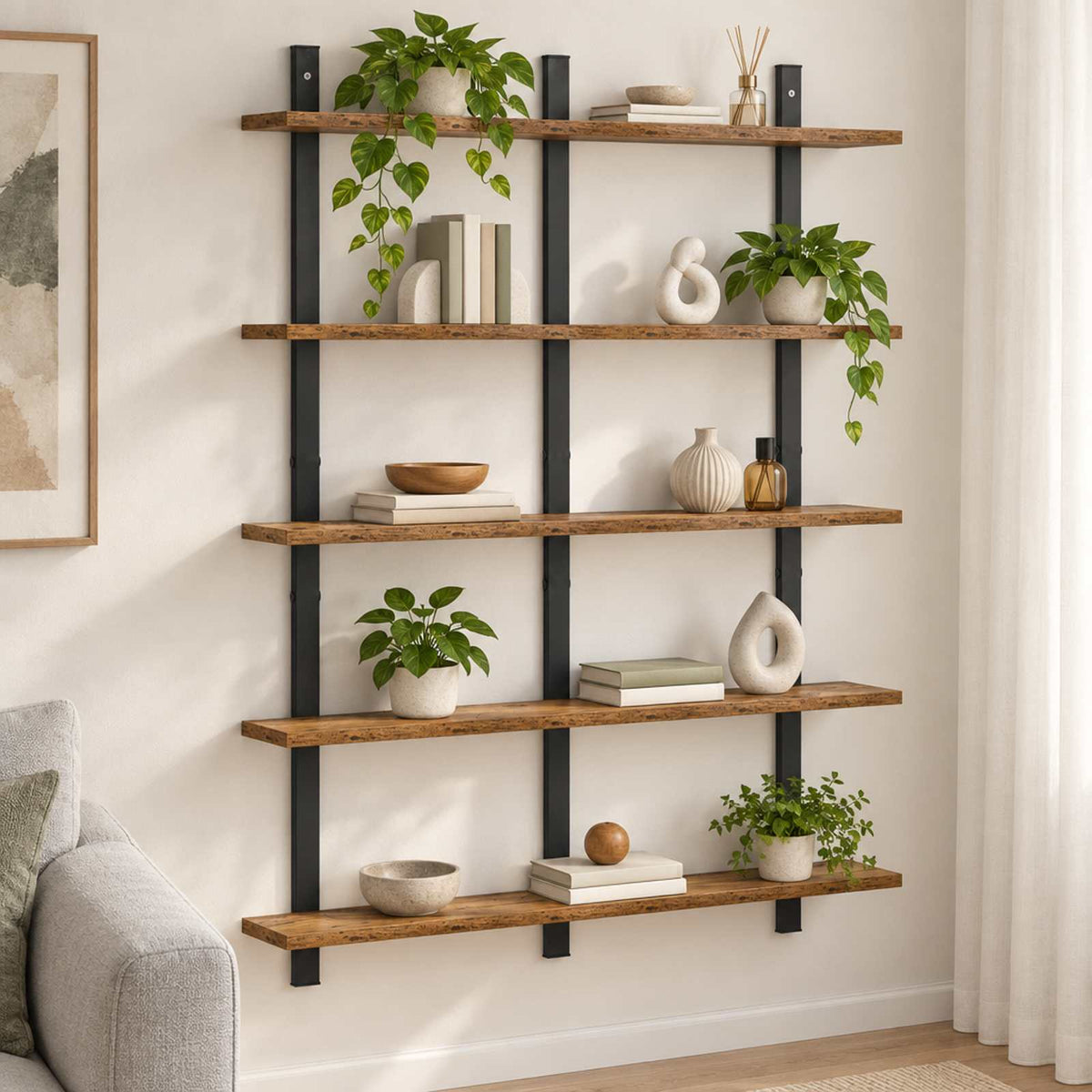 vidaXL Wall Shelf Old Wood 79.5 x 13.5 x 102 cm Engineered Wood