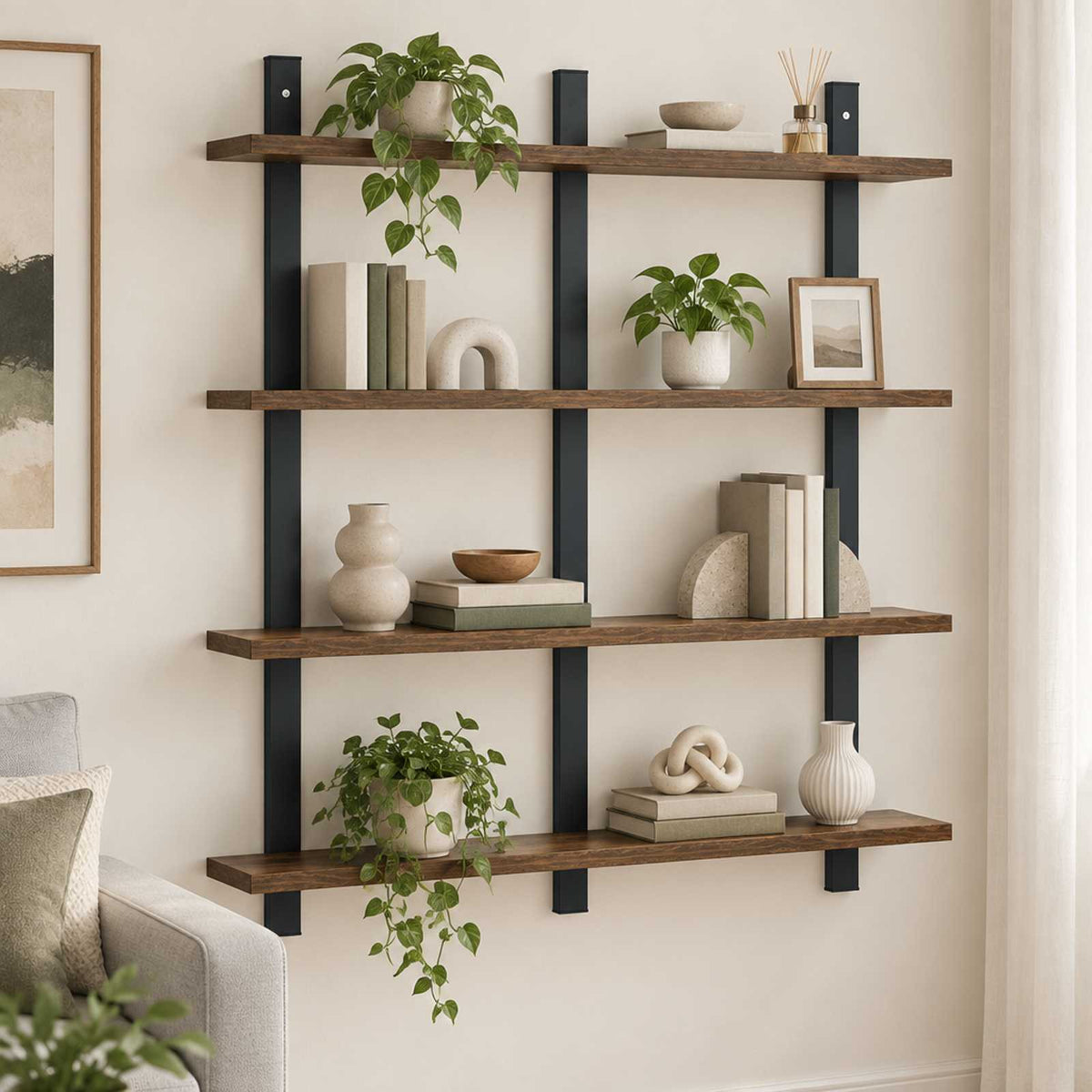 vidaXL Wall Shelf Smoked Oak 79.5 x 13.5 x 80 cm Engineered Wood